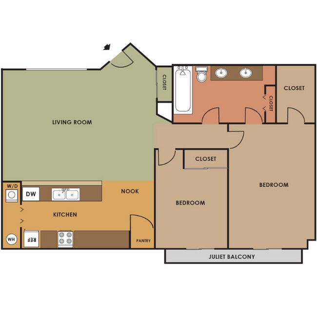 2 Beds • 2 Bath 111 floor plan